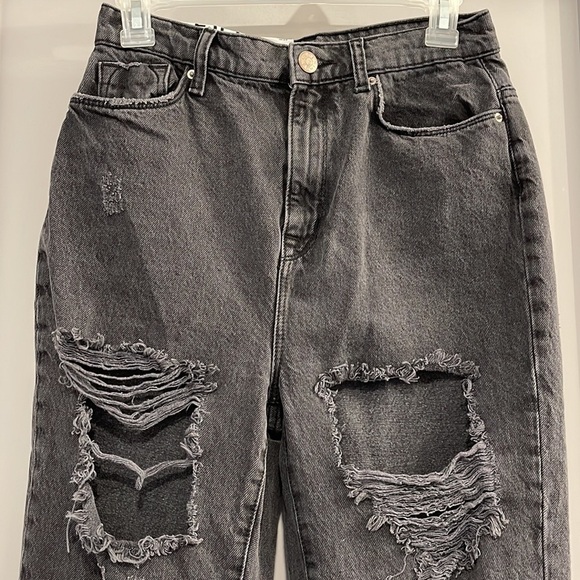 NEW BDG UO Grunge High Rise Mom Distressed Jeans Black Grey 25 goth y2k - Picture 8 of 13